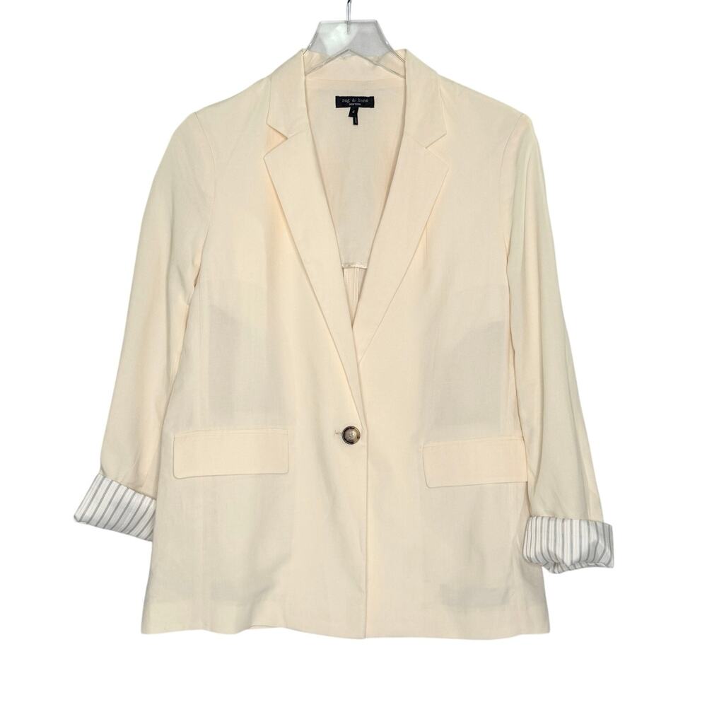 Rag & Bone Jennie Tailored Blazer 4 Ivory One Button Lightweight